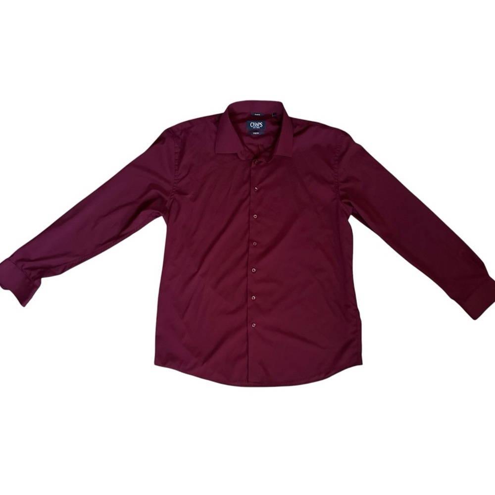 Chaps Men’s Button Down Dress Shirt Burgundy Size XL